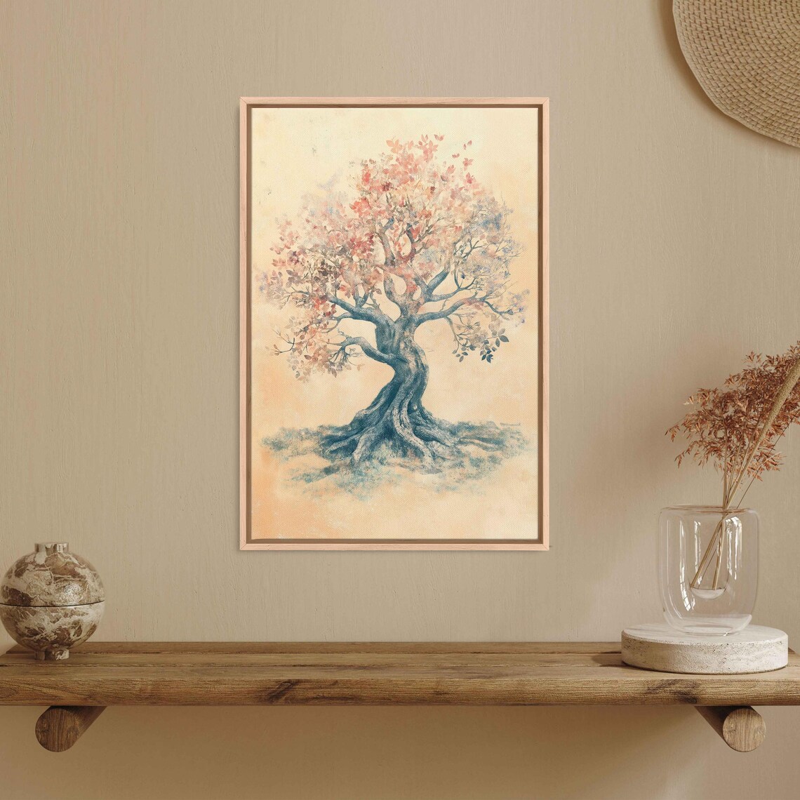 Tree Of Life Print Soft Earthy Pastels Vintage Art Style Inviting Wall Decor - Image 3