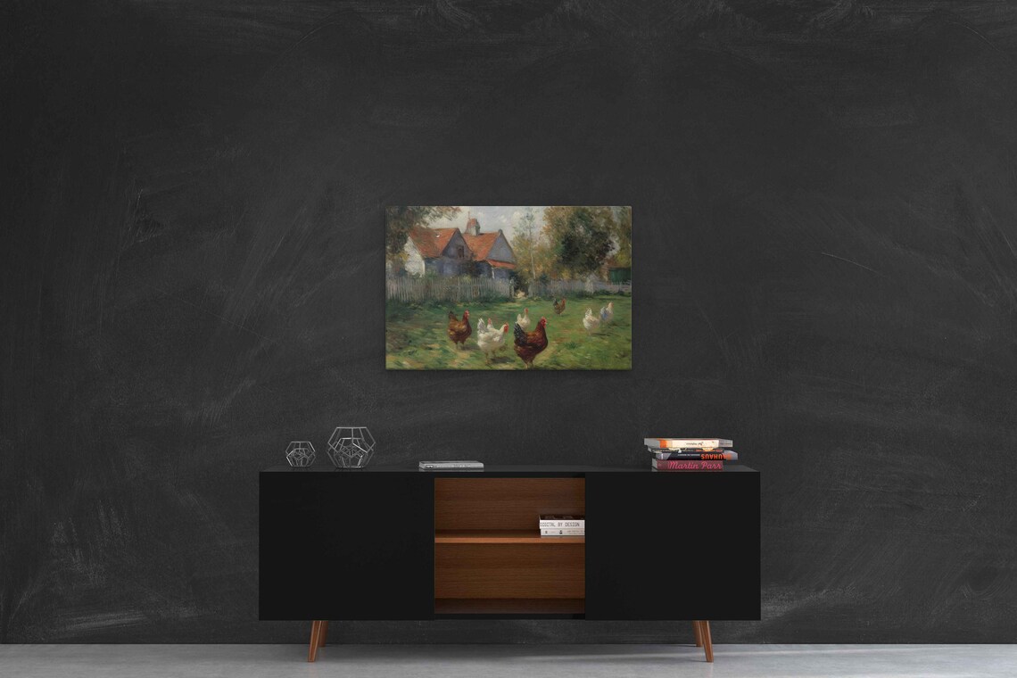 Chickens on a Farm, Post-Impressionism Art Print - Image 2