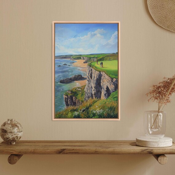 Coastal Cliff Golf Course Above Ocean Beach Green Fairway Poster
