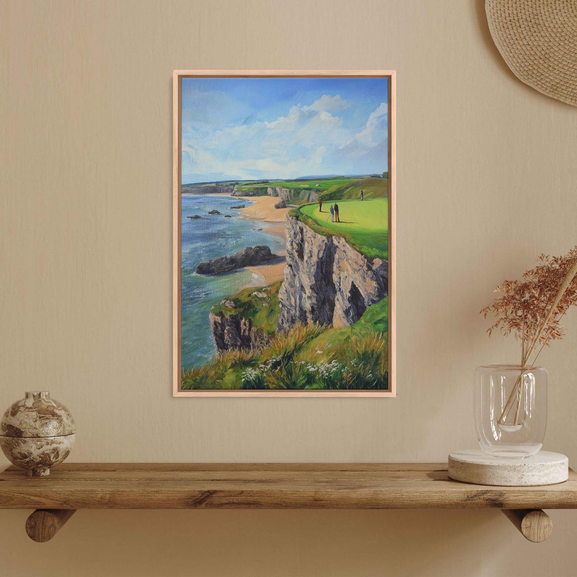 Coastal Cliff Golf Course Above Ocean Beach Green Fairway Poster