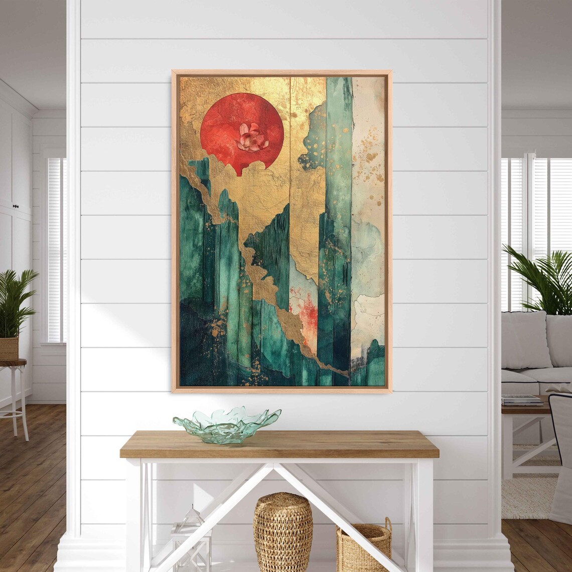 Emerald Forest Spirit, Surreal Gold Leaf Collage