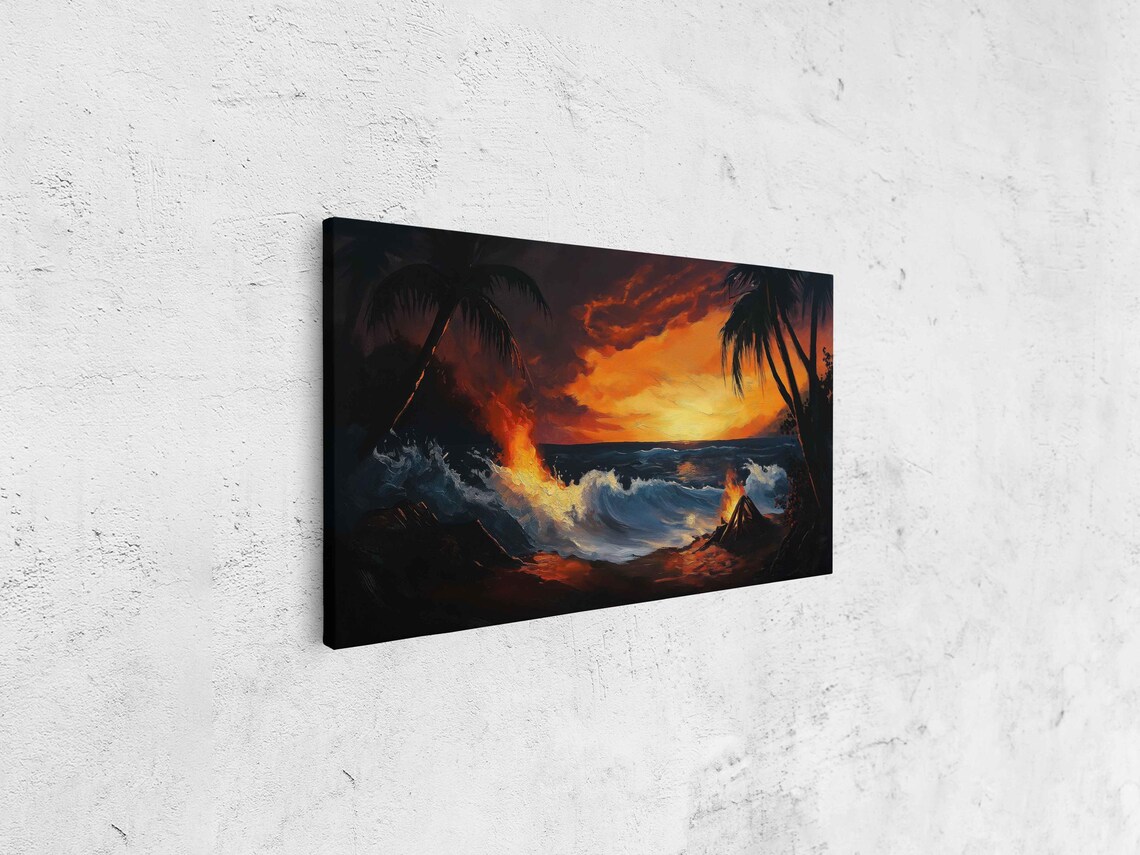 Evening Camping Experience, Beach Sunset Art Print - Image 4