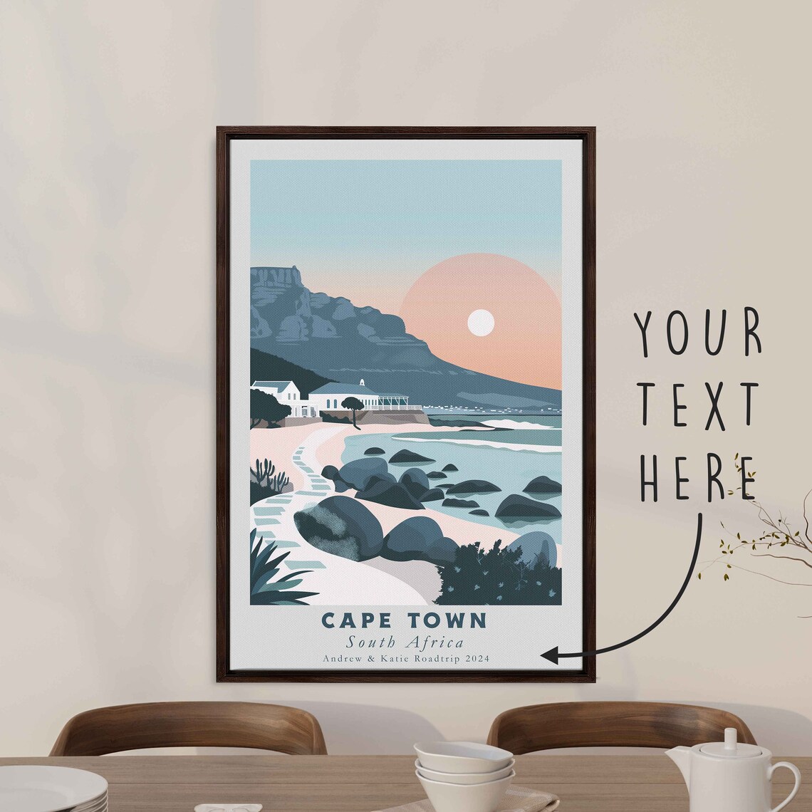 Cape Town South Africa Acrylic Painting Travel Art Framed Wall Art Framed Fine Art Poster Paper Print Travel Home Decor - Image 3