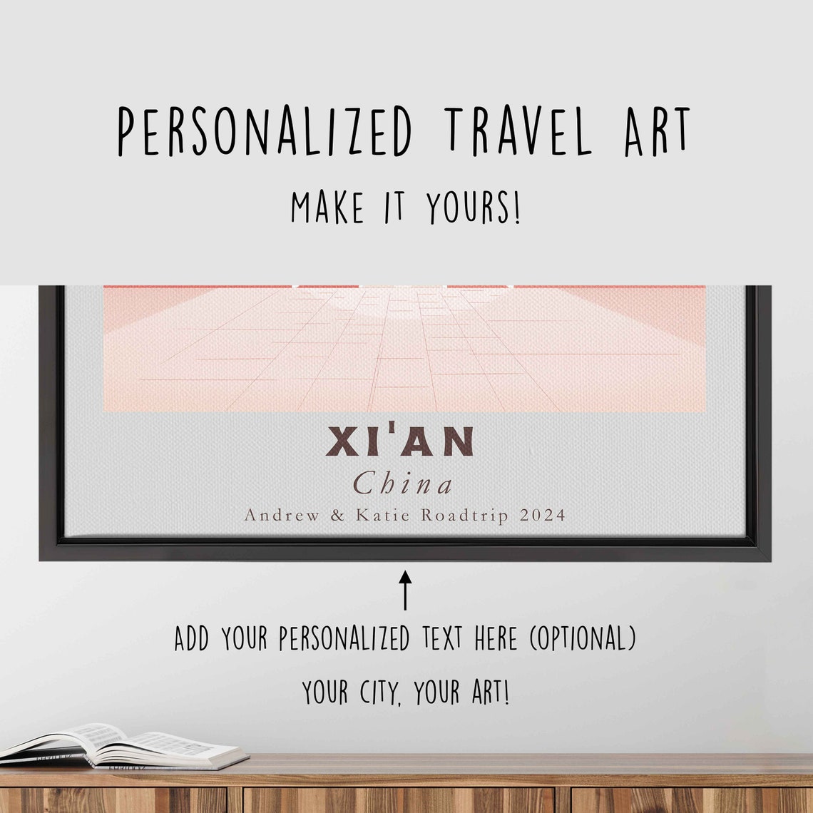 Xi'an China Red Palace Gate Full Moon Minimal Sunset Travel Poster - Image 4