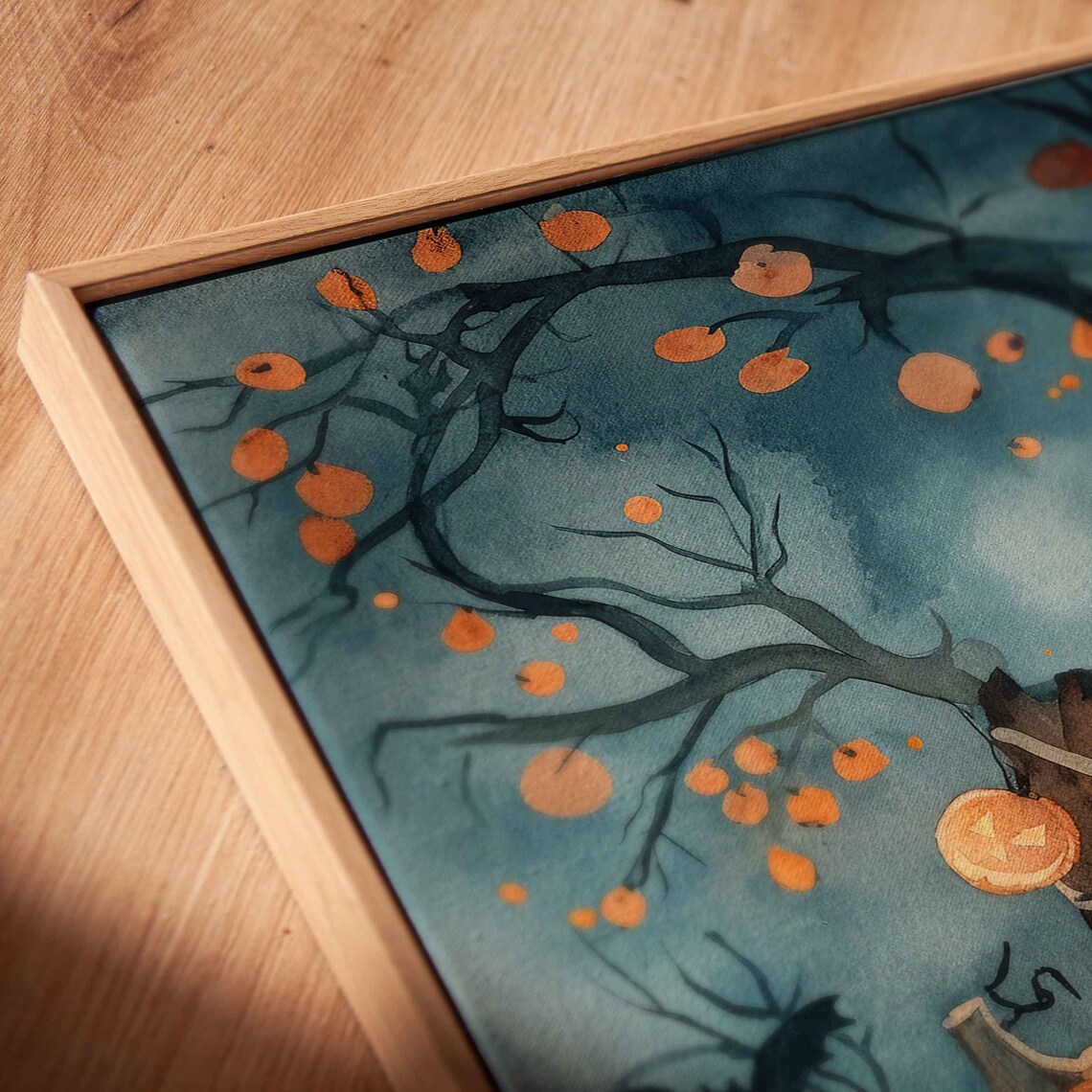 Whimsical Moonlit Pumpkin Patch With Cute Ghosts Jack O Lanterns And Bats Print - Image 2