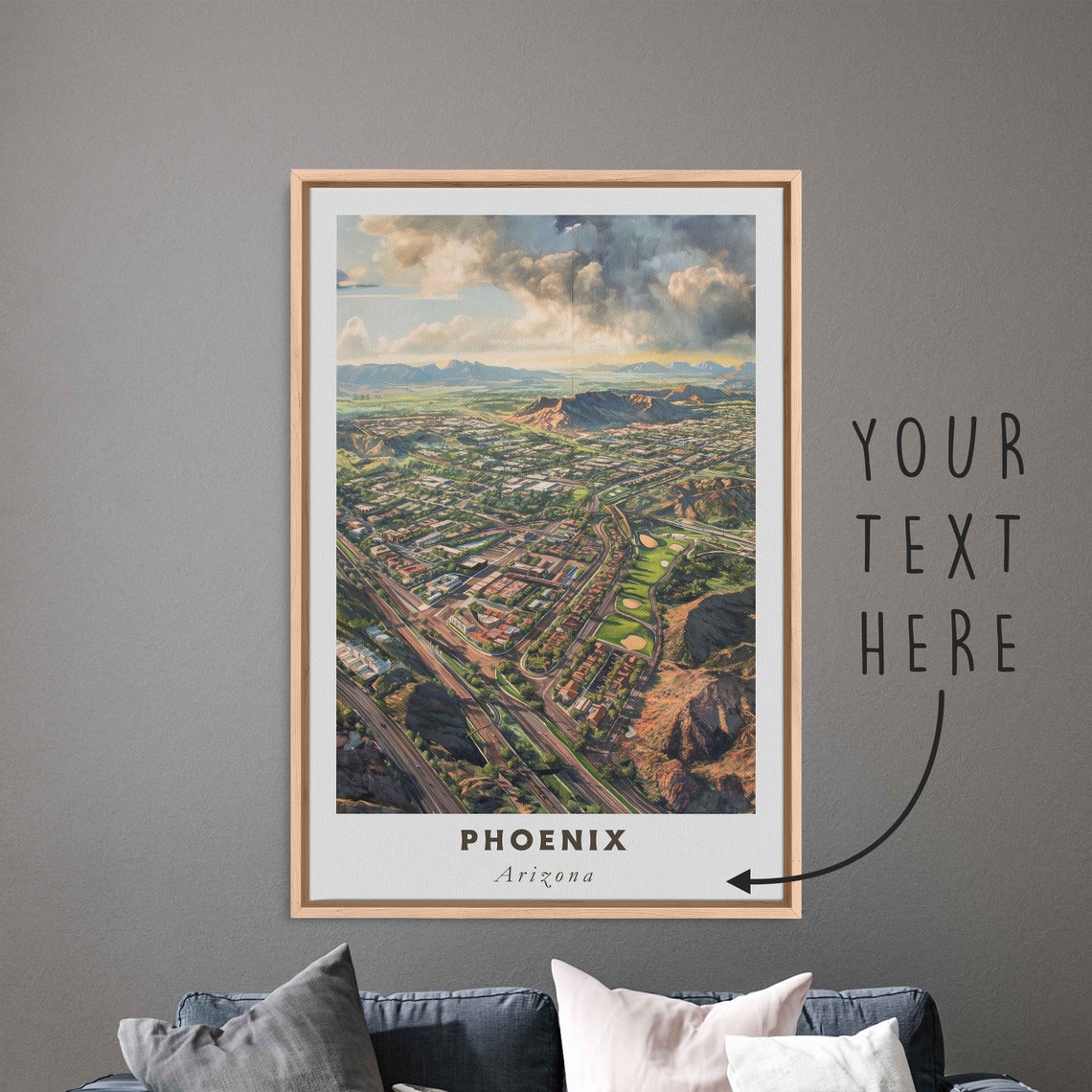 Phoenix Arizona Aerial Desert Mountains Golf Course Valley Poster