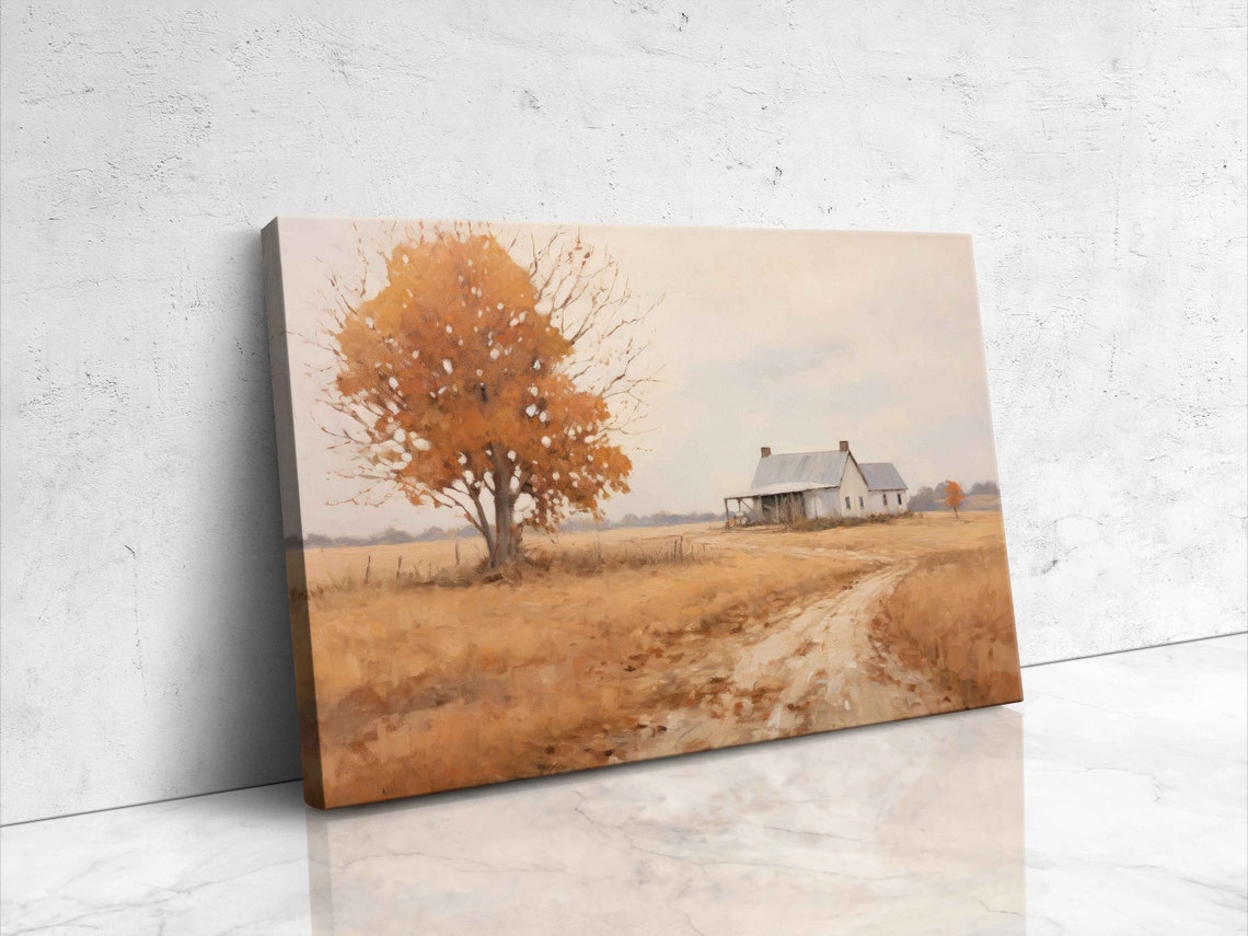 Rustic Farm Vintage Painting Framed Print Ready To Hang Farmhouse Decor - Image 4