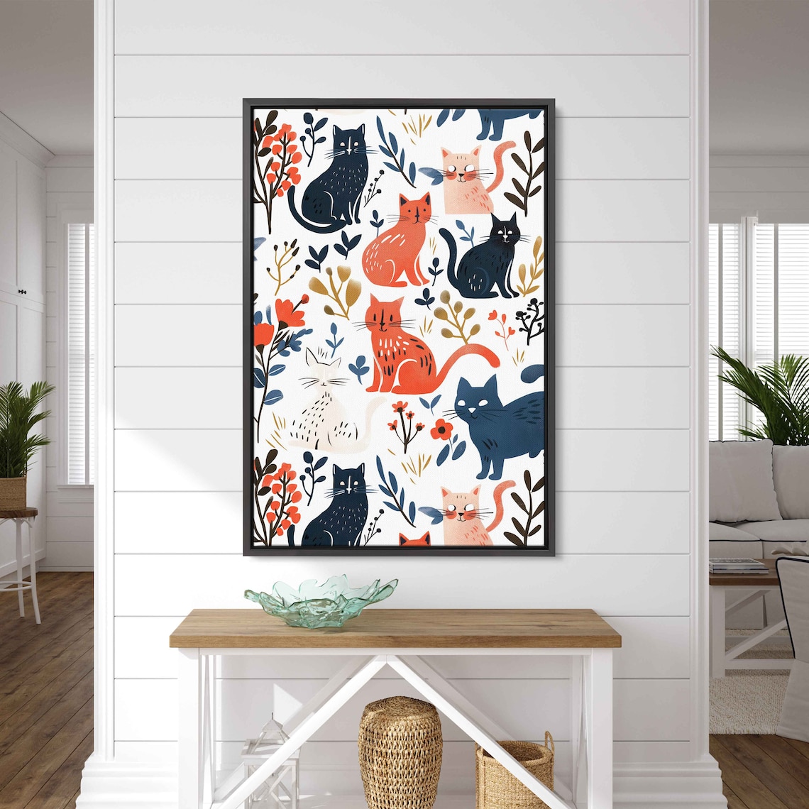 Colorful Cats and Flowers, Matisse-Inspired Art Print