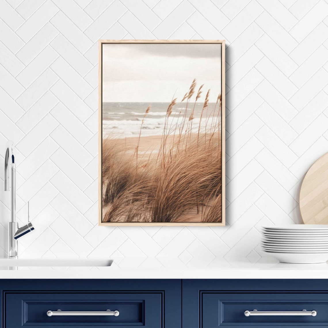 Sea Oats Blowing Wind Beach Dunes Neutral Coastal Minimalist Poster - Image 3