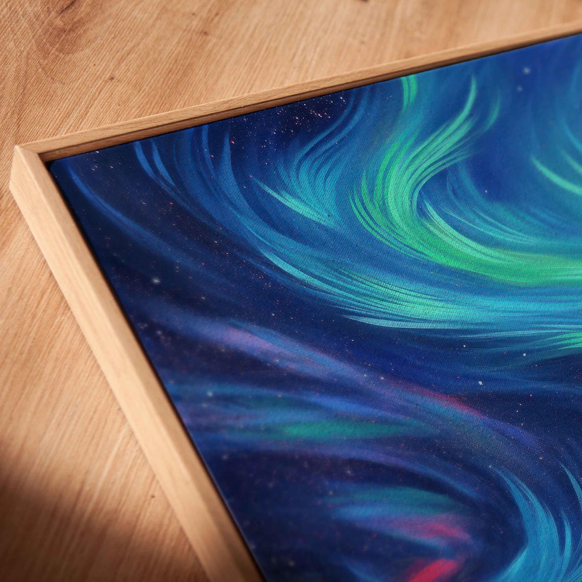 Rainbow Aurora Borealis Night Sky Over Jagged Mountain Peaks Poster - Image 2