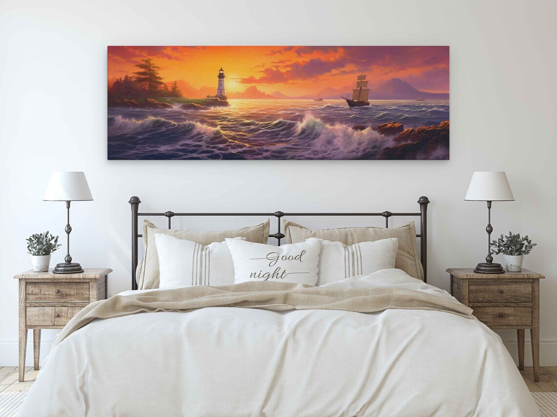 Lighthouse Seascape Oil Painting, Tropical Poster - Image 3