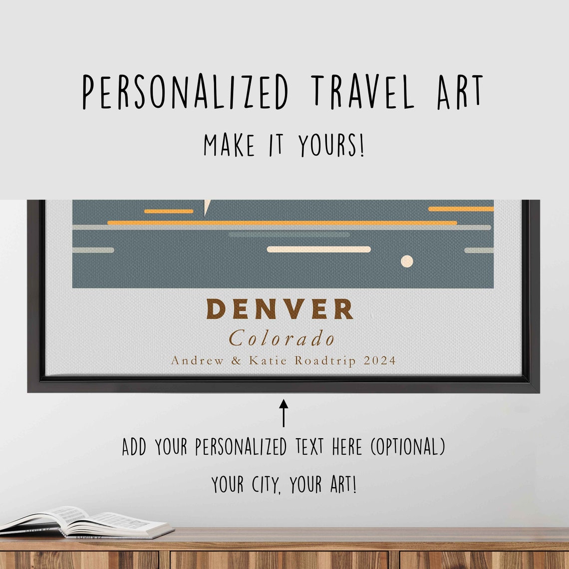 Denver Colorado Skyline Rocky Mountains Moonlight Travel Poster - Image 4