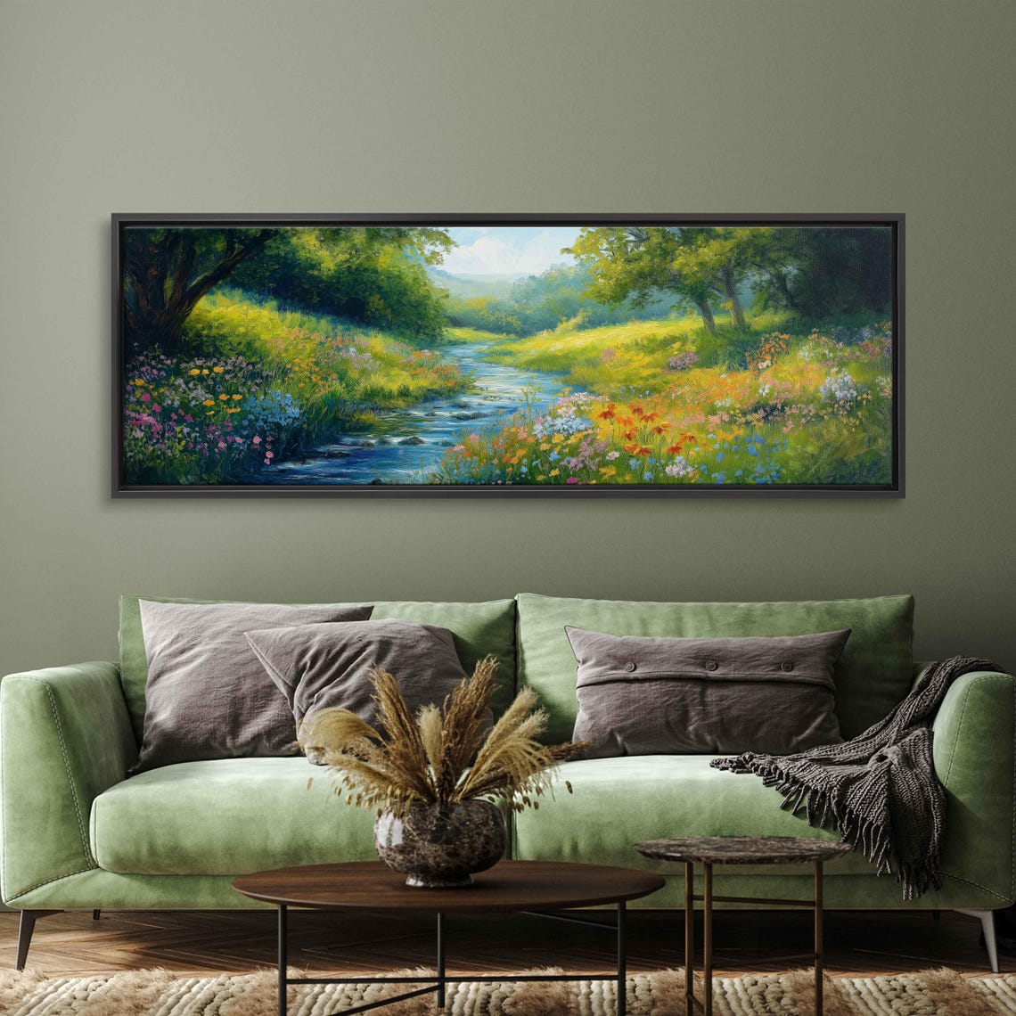 Winding Stream Flowing Through A Blooming Wildflower Valley Poster