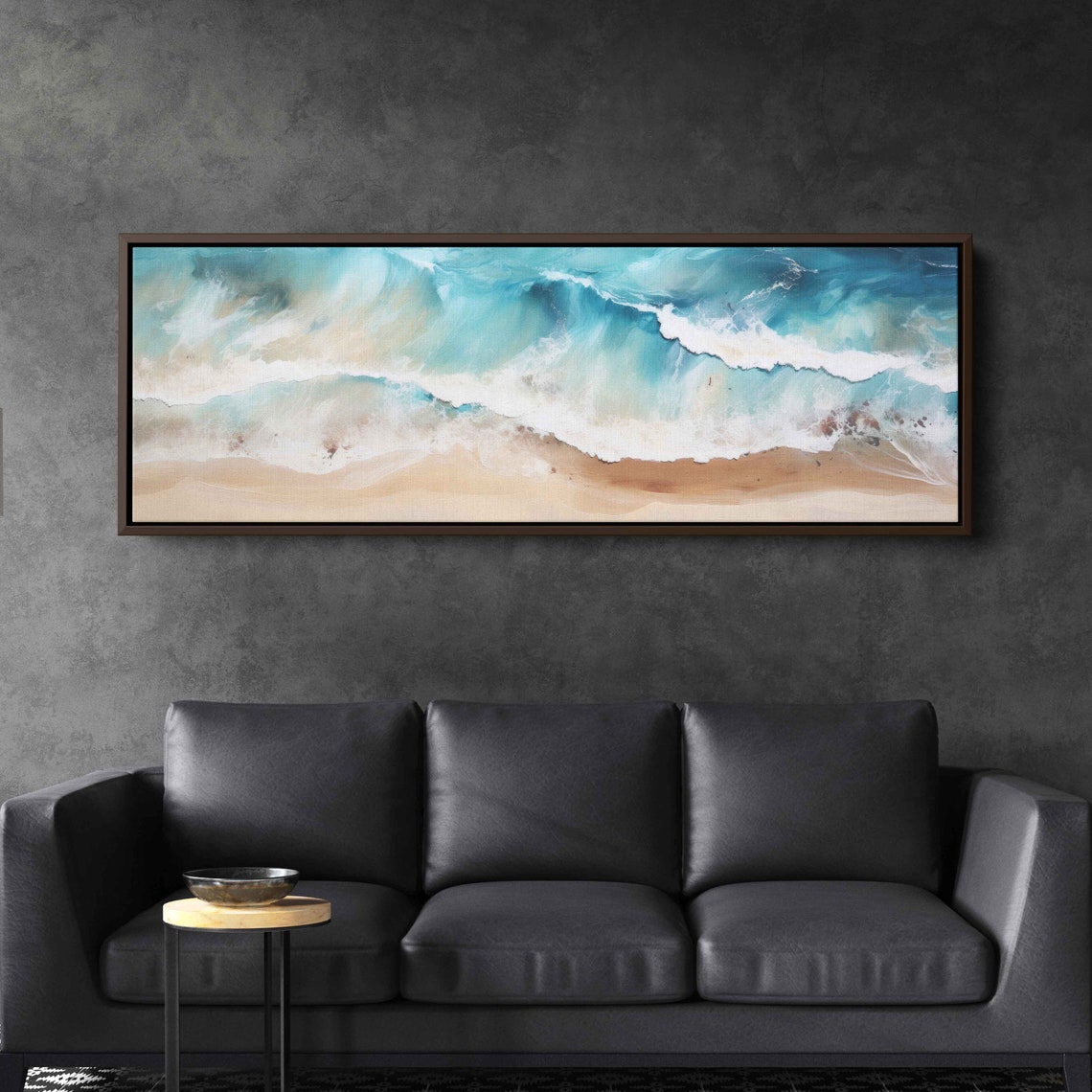Ocean Waves Aerial View Beach Shoreline Turquoise Panoramic Wall Art - Image 2