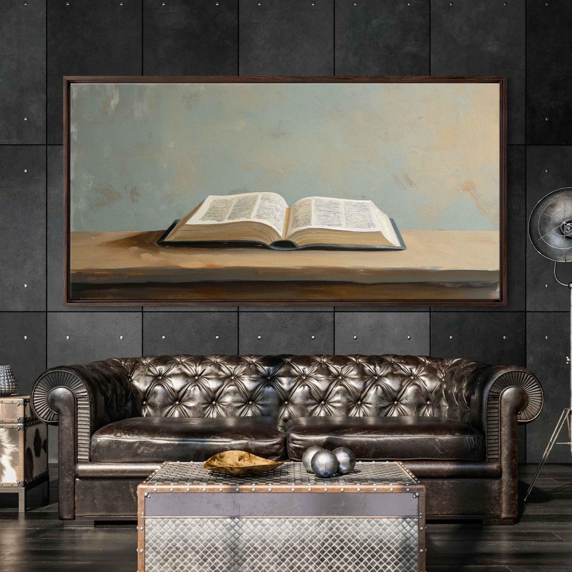 Open Book Still Life Minimalist Painting Soft Earthy Tones Art Poster