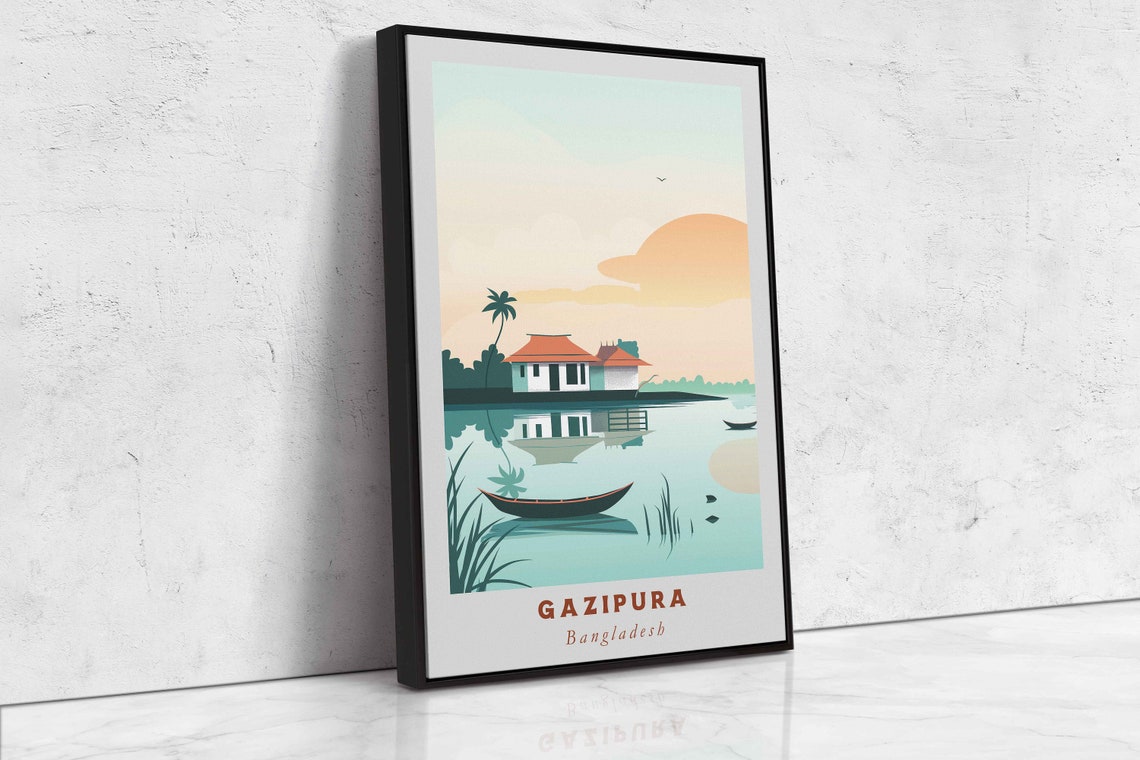 Gazipura Bangladesh Acrylic Painting Travel Art Framed Wall Art Framed Fine Art Poster Paper Print Travel Home Decor - Image 2