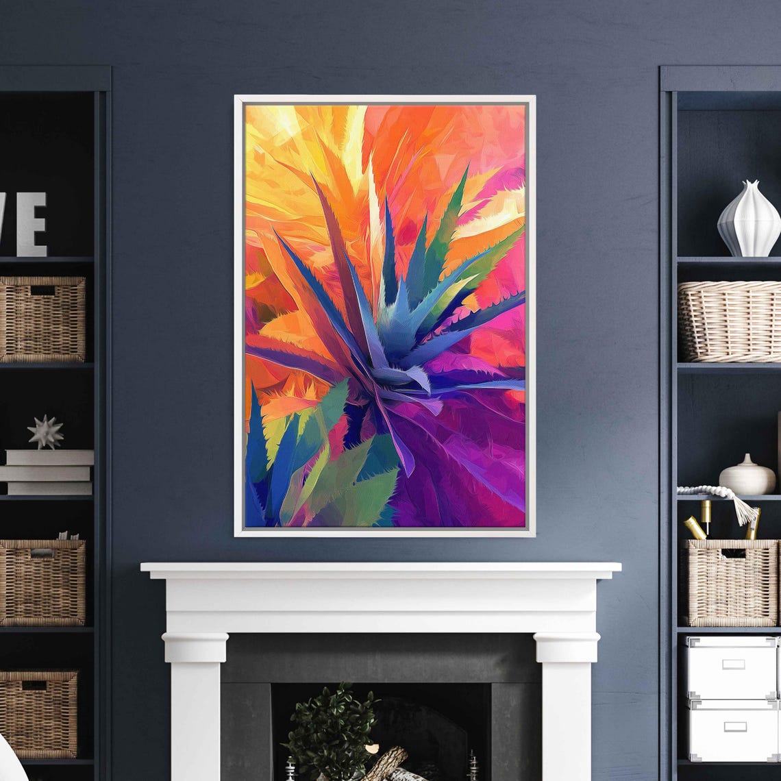Geometric Vibrant Agave Plant Wall Art Print Nature Wall Art Abstract Plant Plant Mom Ready To Hang - Image 3