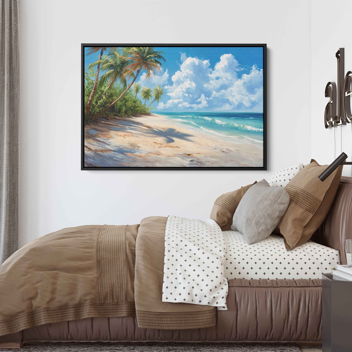 Tranquil Tropical Island With Beach Painting Framed Print Ready To Hang - Image 2