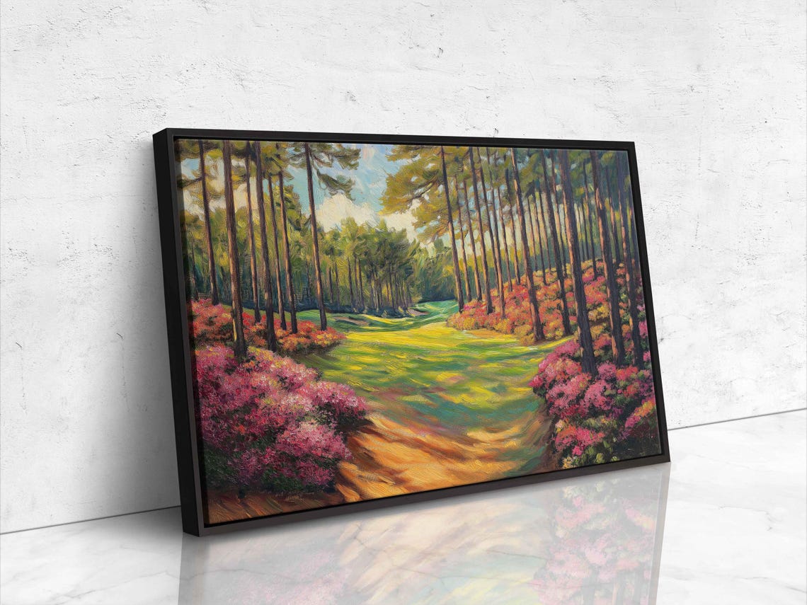 Golf Path Through Pine Forest With Pink Azalea Bushes Art Poster - Image 4