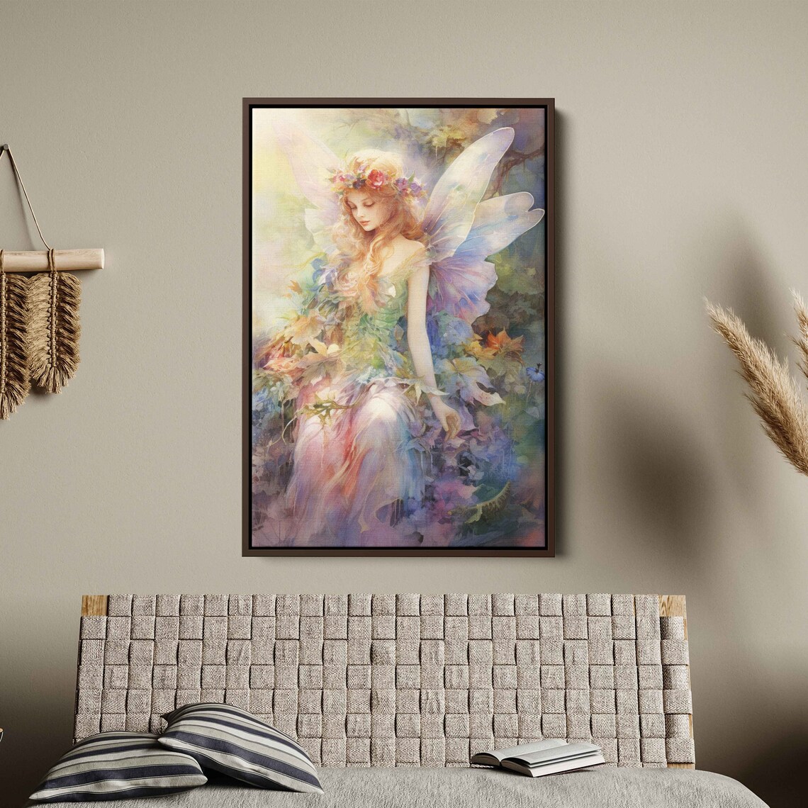 Enchanted Watercolor Fairy Colorful Magical Wings Floral Fantasy Print