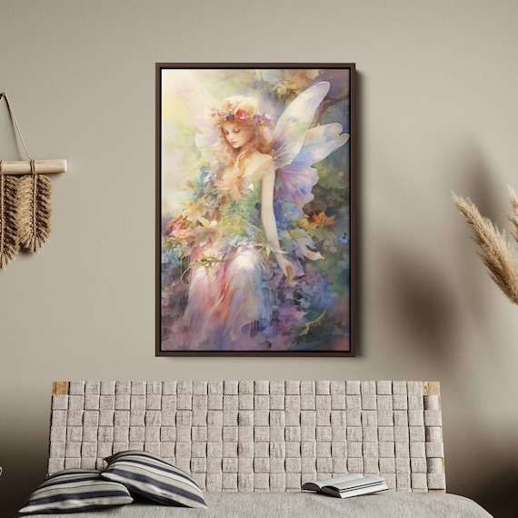 Enchanted Watercolor Fairy Colorful Magical Wings Floral Fantasy Print