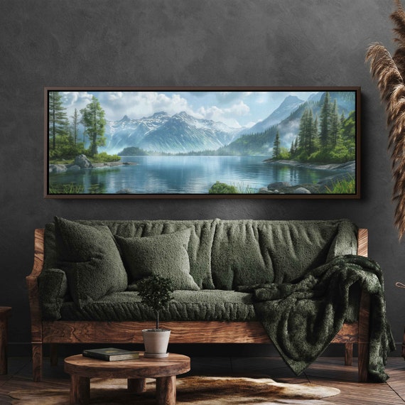Talkeetna Alaska Uplifting Mountains Painting Wall Art Print Beautiful Snowy Mountain Range Frozen River Ready To Hang