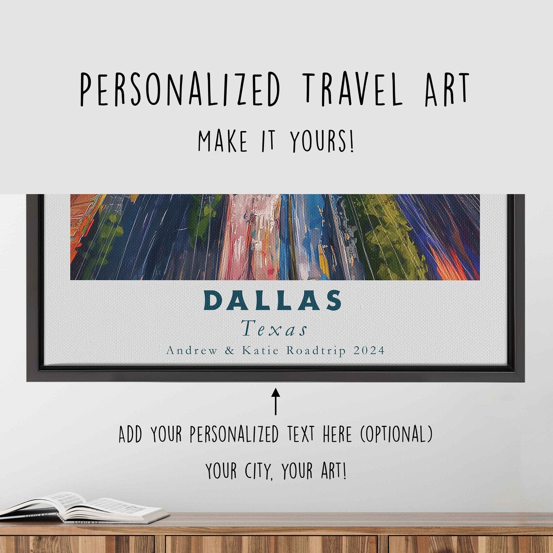 Dallas Texas Downtown Skyline Bright Blue Sky Cityscape Travel Poster - Image 4