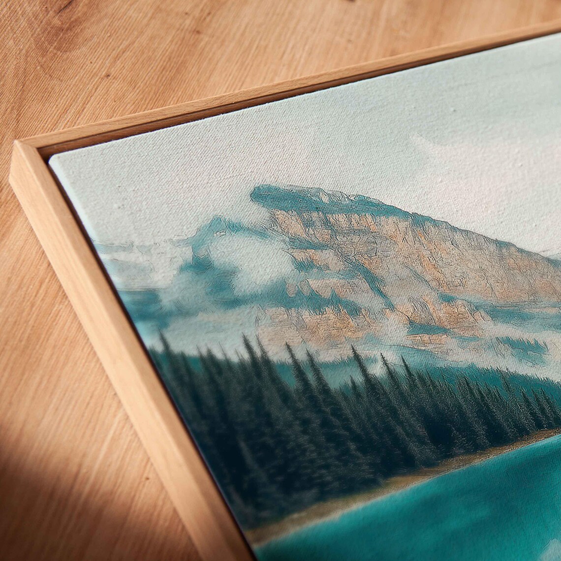 Lake Louise Watercolor Wall Art Print Turquoise Waters Snow Capped Mountains - Image 2
