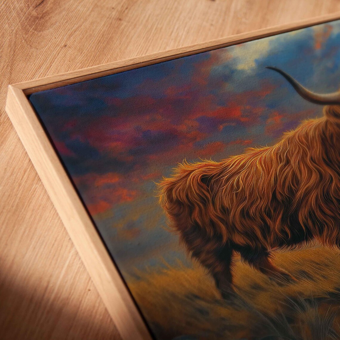 Highland Cow Standing Proud, Dramatic Sunset Art Print - Image 2