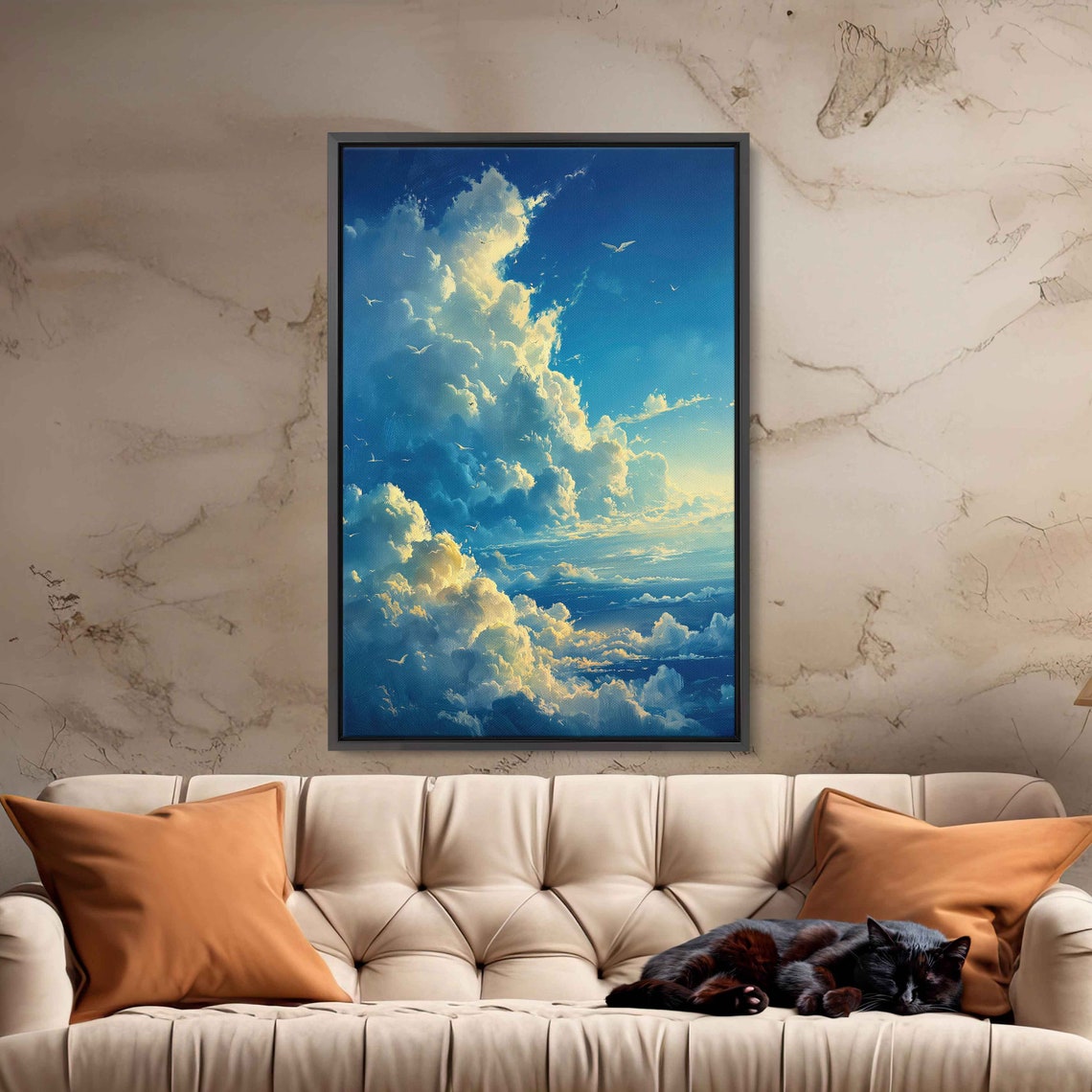 Giant Fluffy Clouds Wall Art Print Sky Painting Ethereal Clouds Cloudy Skies Ready To Hang - Image 3