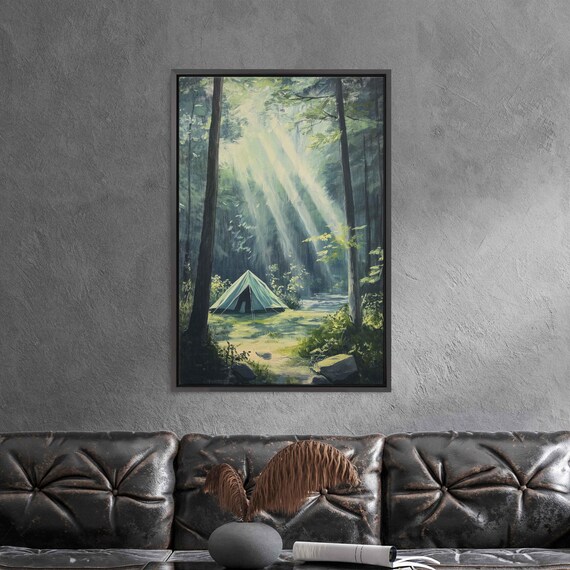 Camping Scene In Forest, Nature Landscape Poster