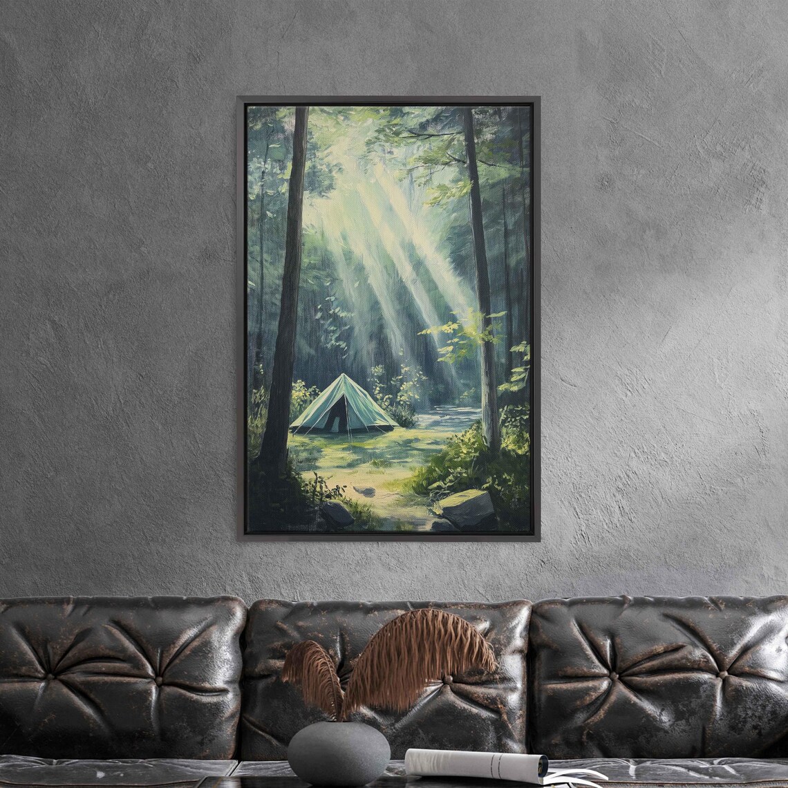 Camping Scene In Forest, Nature Landscape Poster