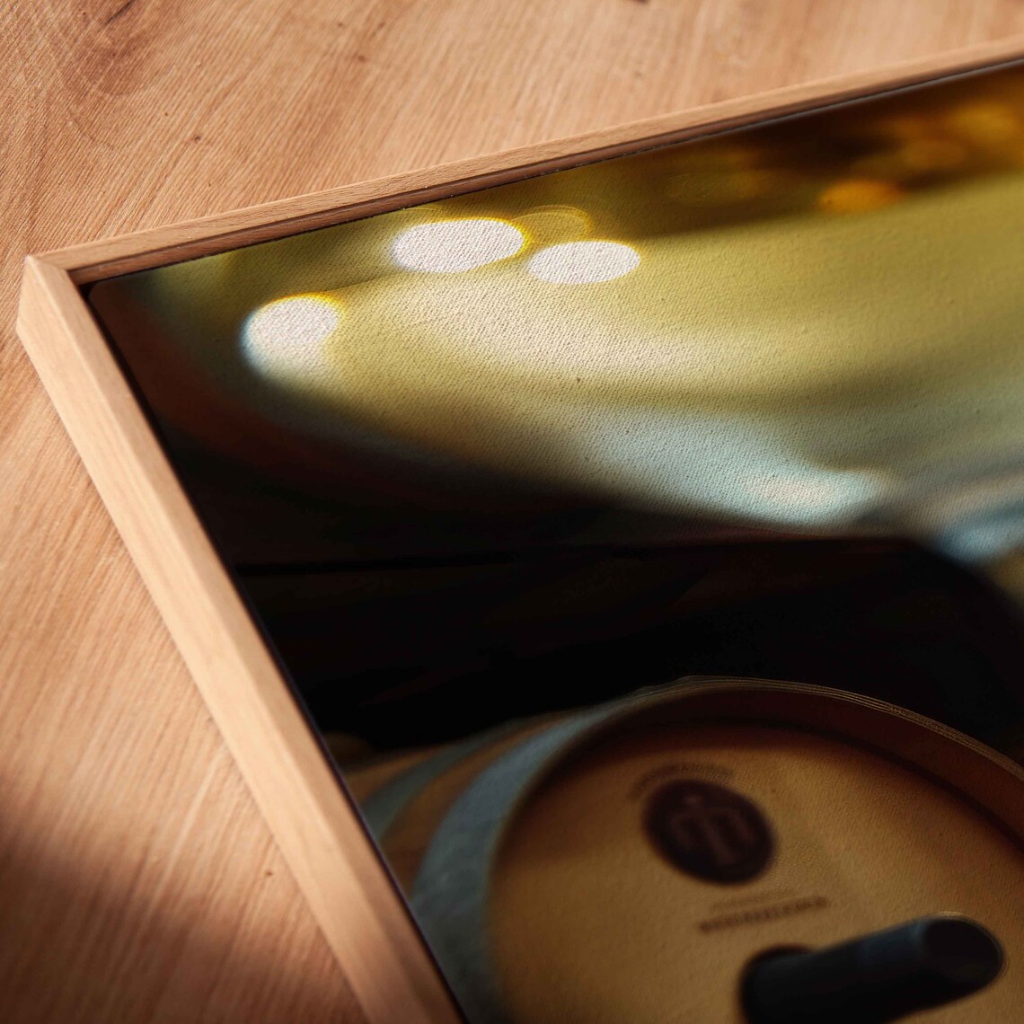 Wine Cellar Barrels Glasses Rows Warm Tunnel Light Panoramic Photo Poster - Image 2