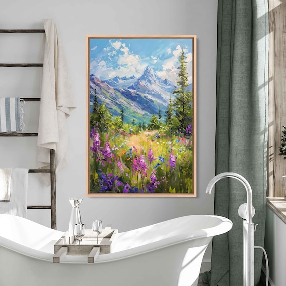 Talkeetna Alaska Mountains Painting Wall Art Print Denali National Park Beautiful Snowy Mountain Range Lush Valley Ready To Hang