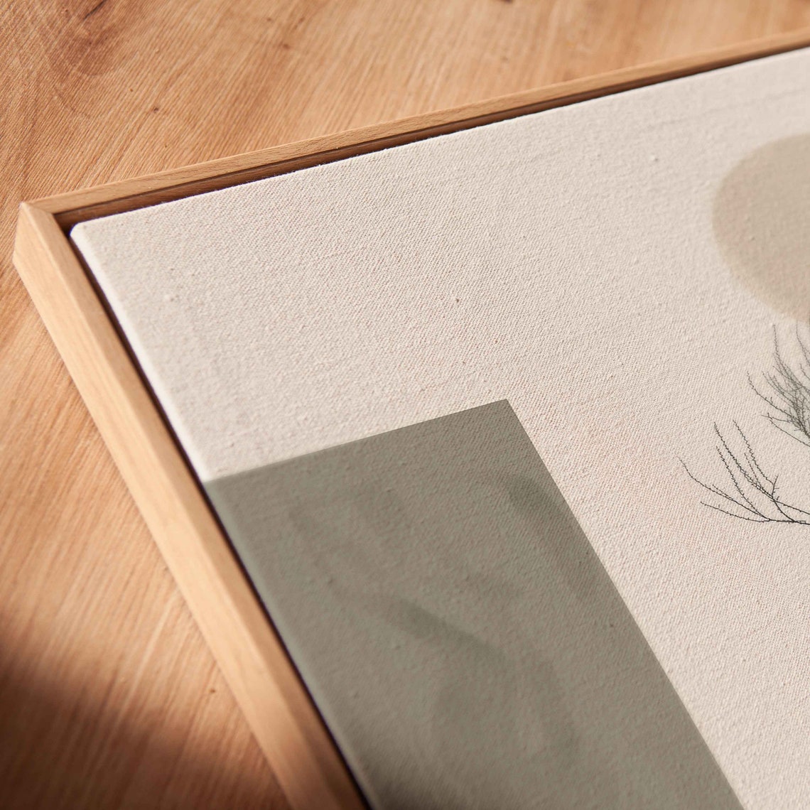 Minimalist Zen Garden Full Moon Lone Tree Flowing Water Wall Art - Image 2