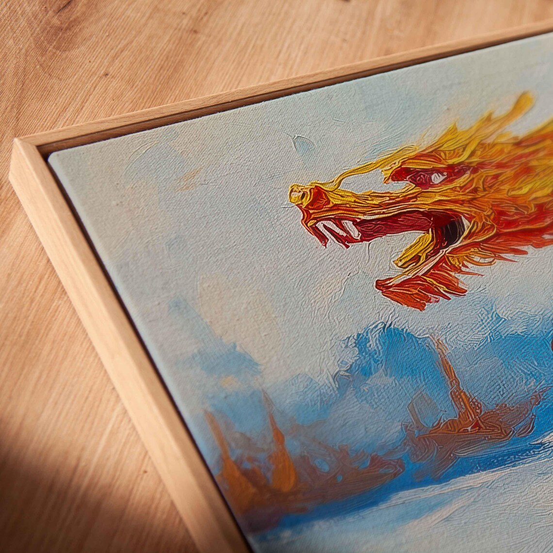 Dragon Boat Racing Painting Golden Dragon Rowers Panoramic Canvas Wall Art - Image 2