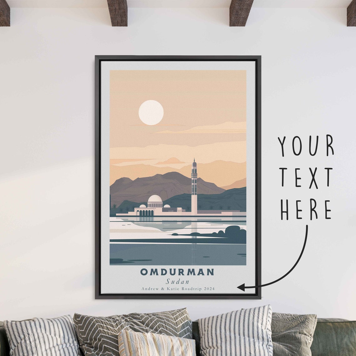 Omdurman Sudan Mosque Minaret Nile River Sunset Travel Poster - Image 3