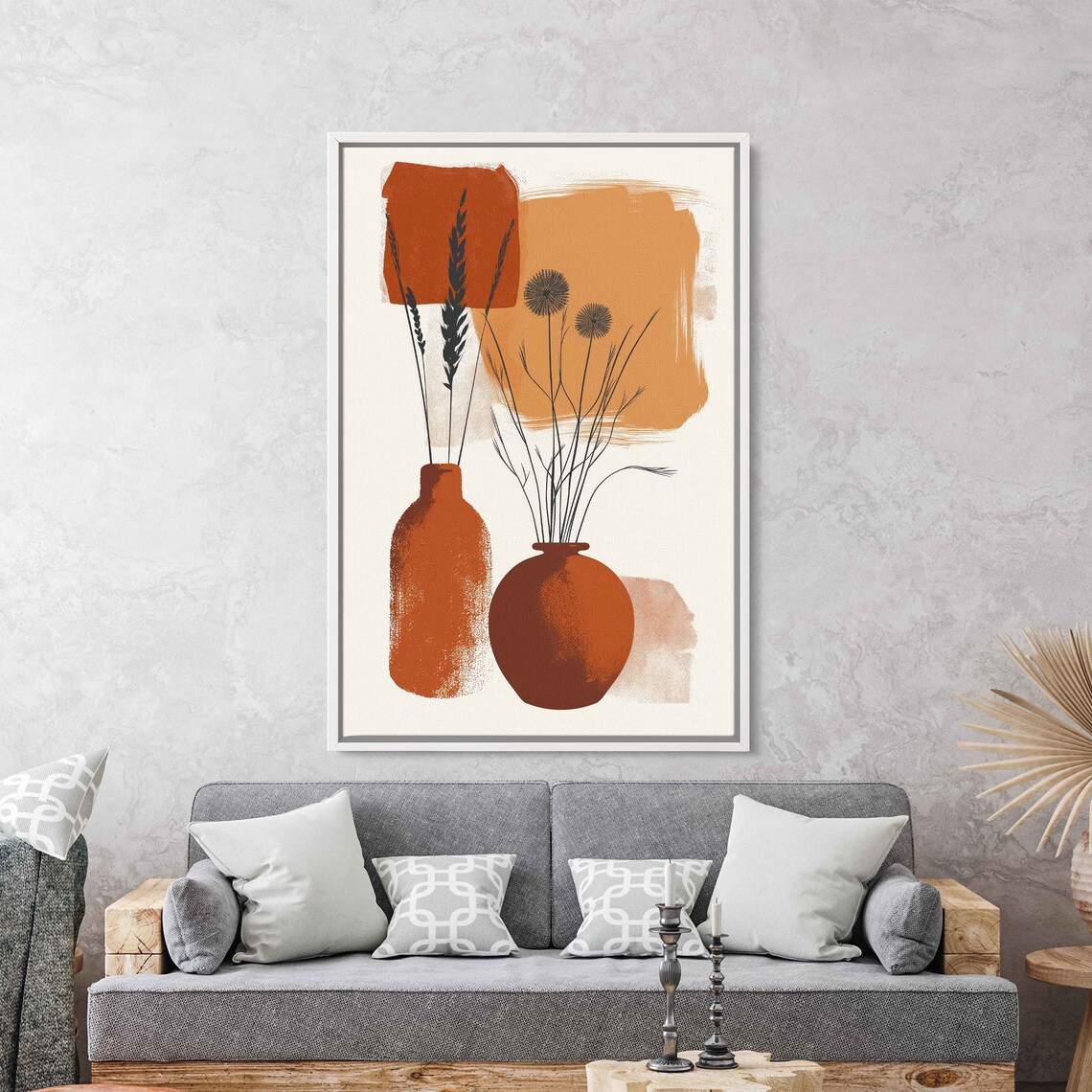 Boho Flower Vases Art Print, Minimalist Floral Design - Image 2