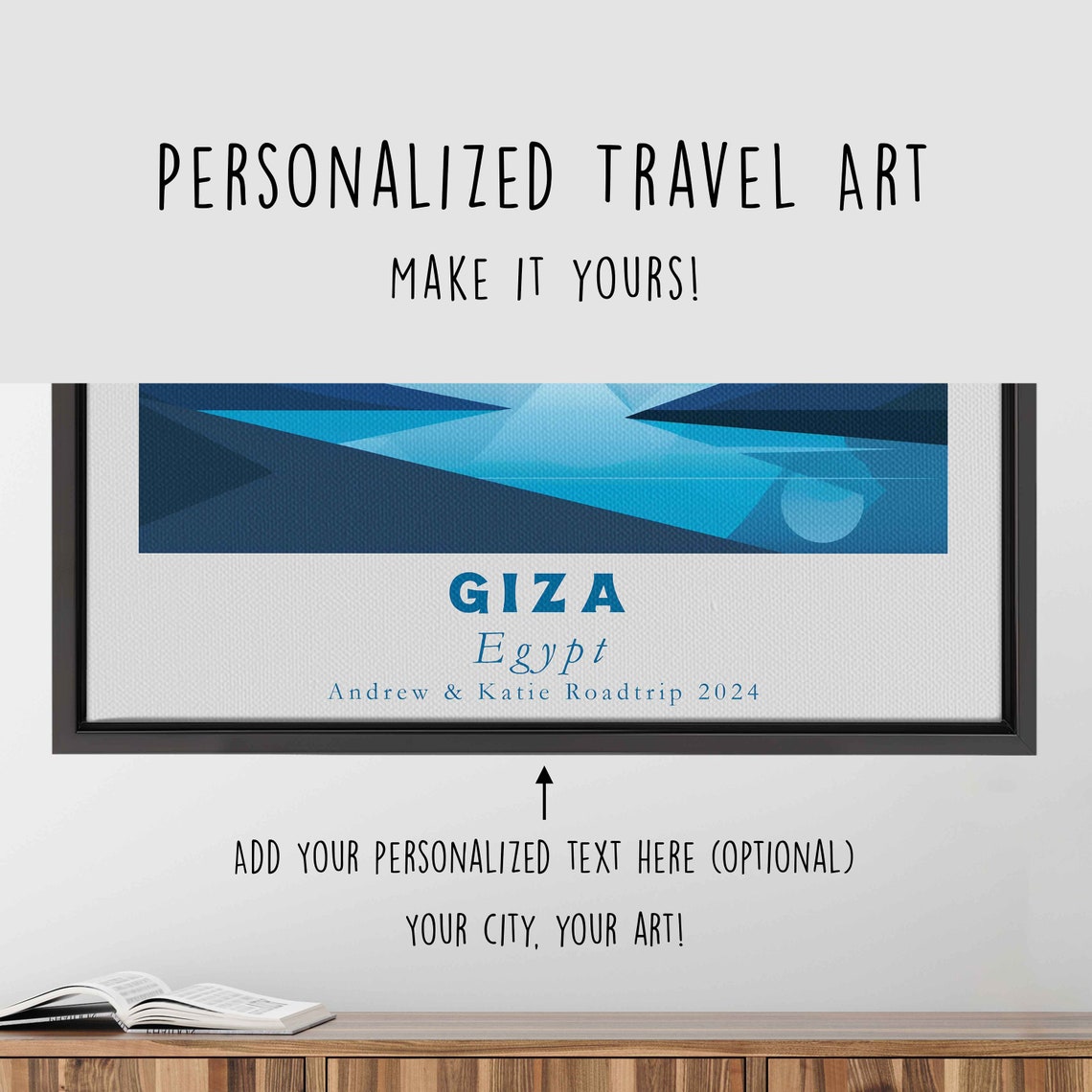 Giza Egypt Pyramids Under Blue Night Sky Moonlight Travel Poster - Image 4