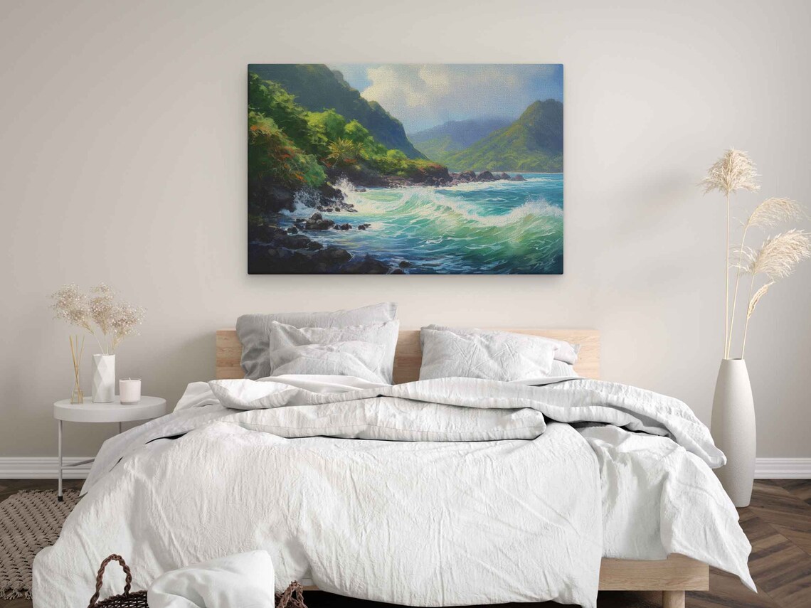 Hana Hawaii Coast Modern Oil Painting Art Print - Image 3