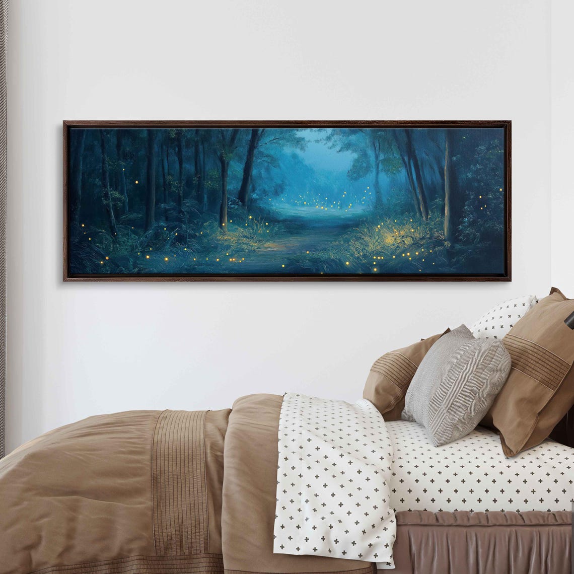 Magical Moonlit Forest Glade Engulfed With Fireflies Oil Wall Art Print Fantasy Nature Art Enchanted Trees Ready To Hang - Image 3