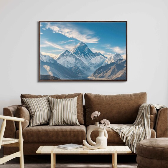 Mount Everest Mountain Range Through Clouds, Art Print