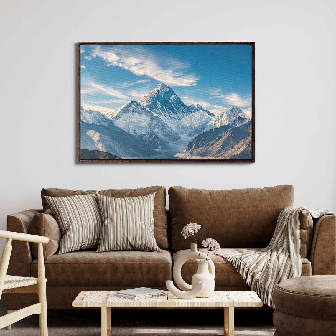 Mount Everest Mountain Range Through Clouds, Art Print