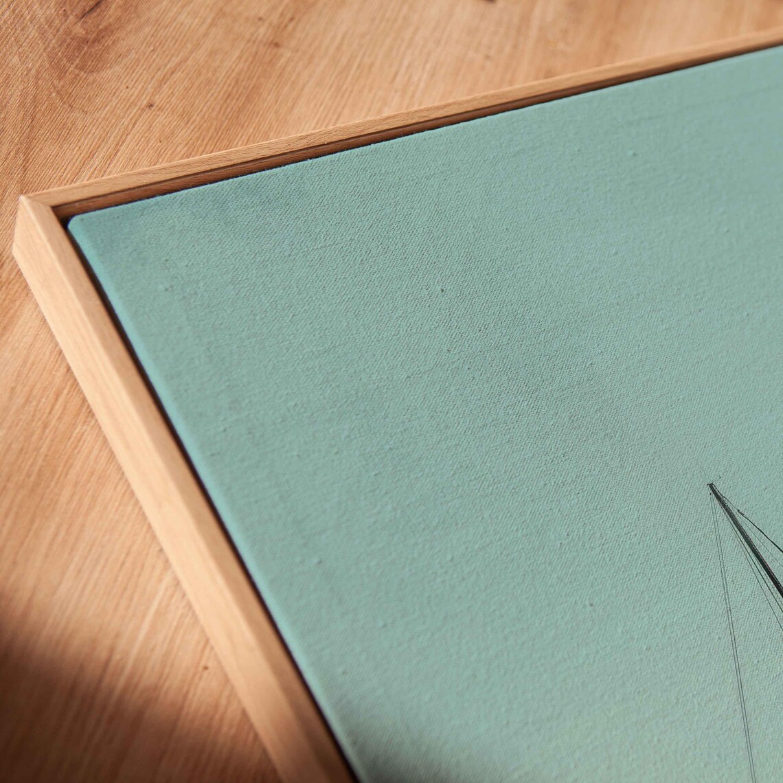 Lone Sailboat Anchored On Calm Turquoise Ocean Minimalist Nautical Poster - Image 2