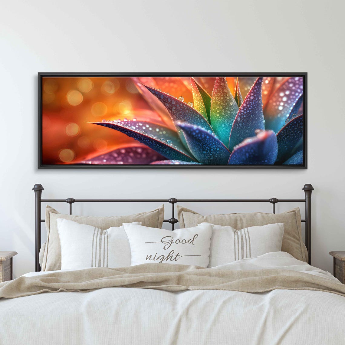 Dew-Kissed Agave Leaves In Sunset Light Panoramic Botanical Poster - Image 3