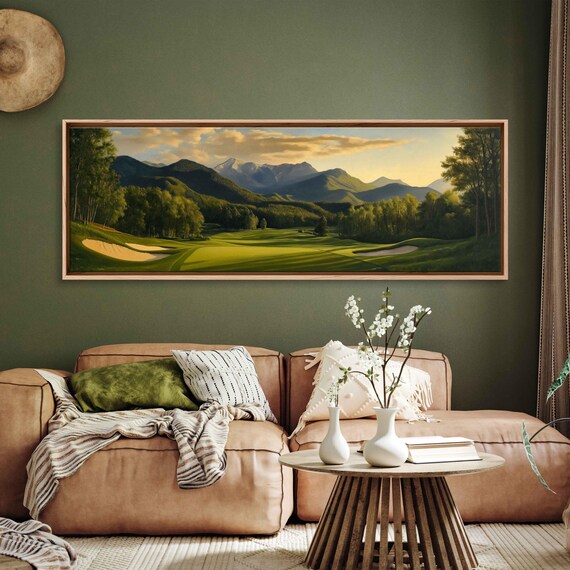 Grand Golf Course Landscape, Majestic Mountains