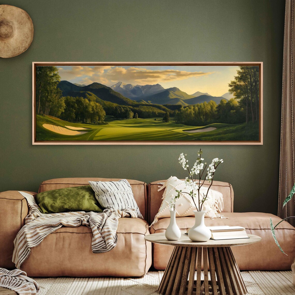 Grand Golf Course Landscape, Majestic Mountains