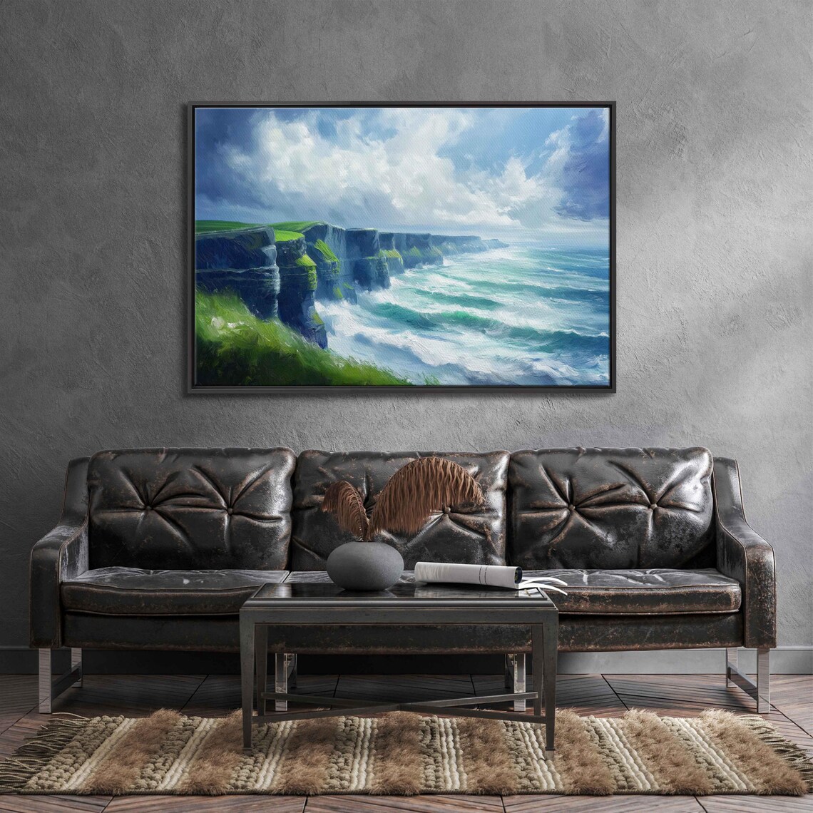 Cliffs Of Moher Oil Painting Wall Art Print Dramatic Irish Coastline
