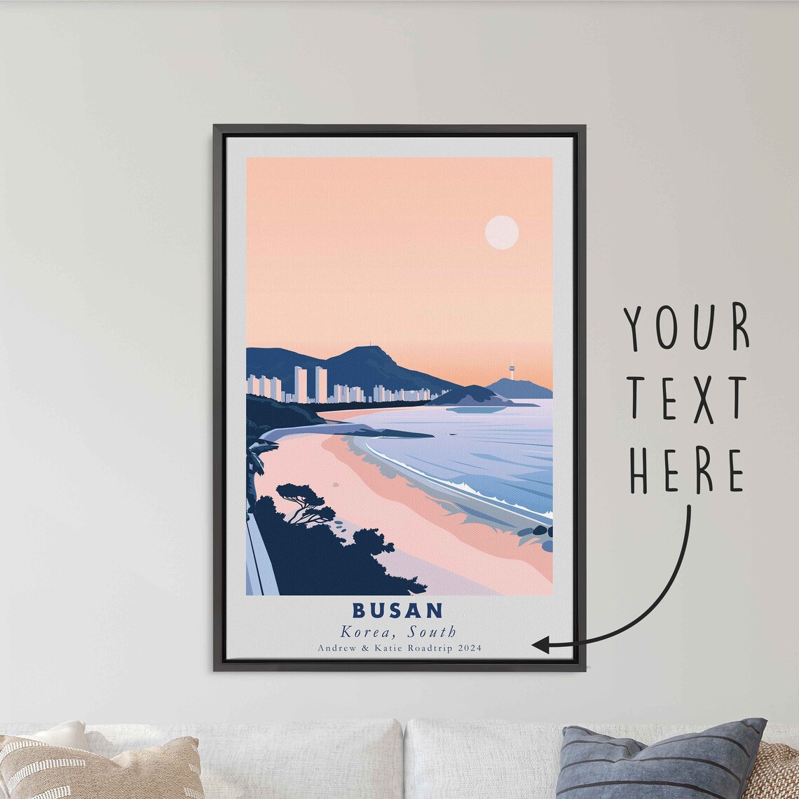 Busan South Korea Beach Bay City Skyline Sunset Travel Poster - Image 3