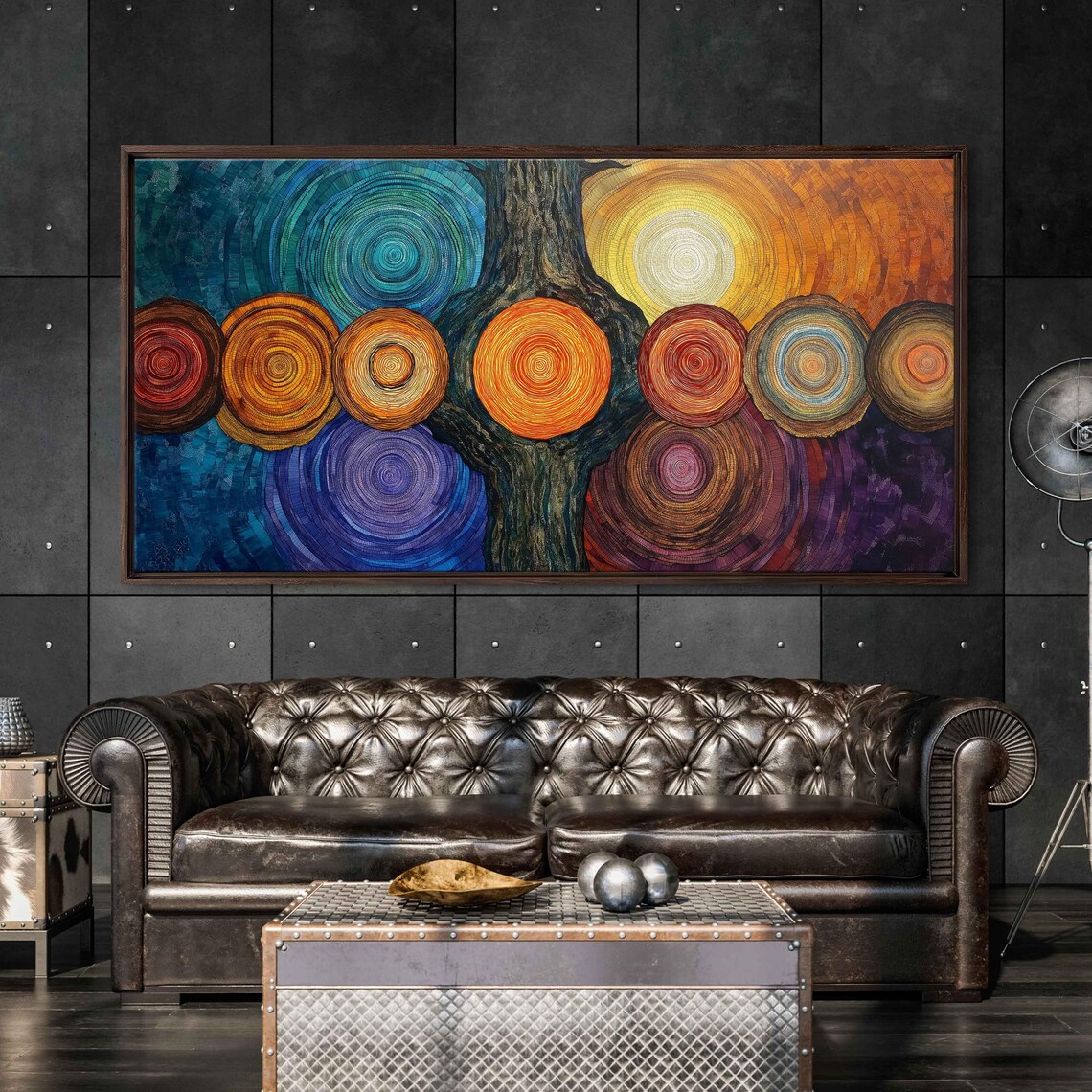 Tree Rings Mandala, Circle Design Art Print